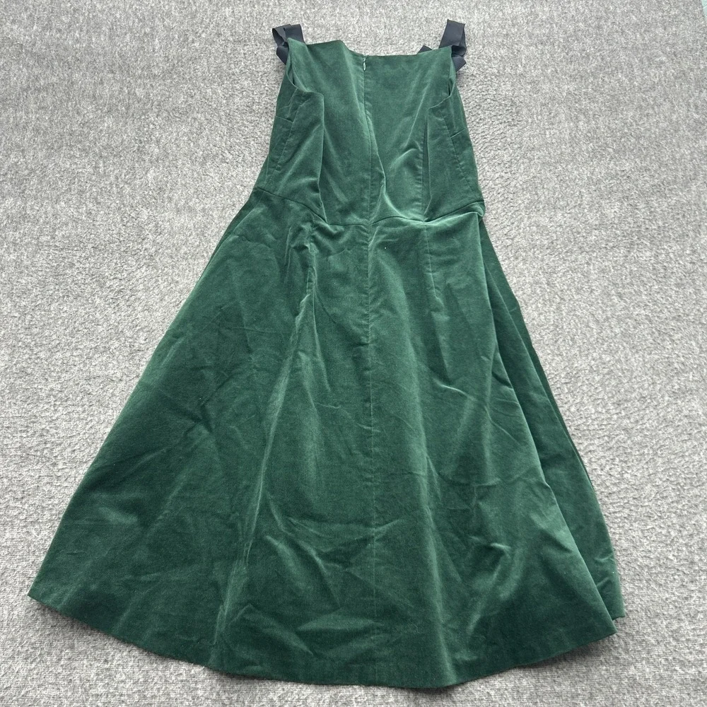 Talbots Green Velvet Dress 6 Dark Academia Coquette Bow Party Skater Christmas - Picture 10 of 11